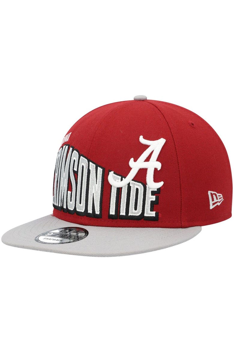Men's New Era Crimson Alabama Crimson Tide Two-Tone Vintage Wave 9FIFTY Snapback Hat, Main, color, Crimson