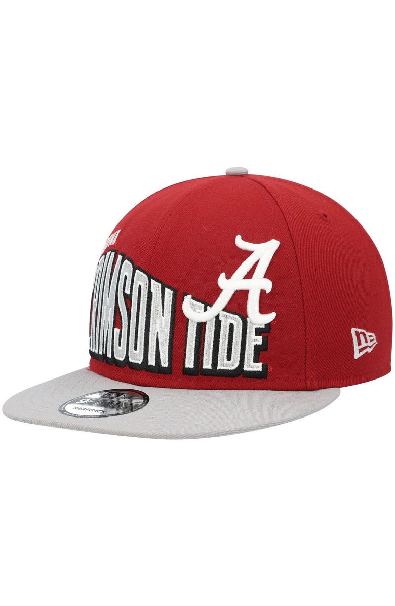 New Era Men's New Era Crimson Alabama Crimson Tide Two-Tone Vintage Wave 9FIFTY Snapback Hat, Main, color,