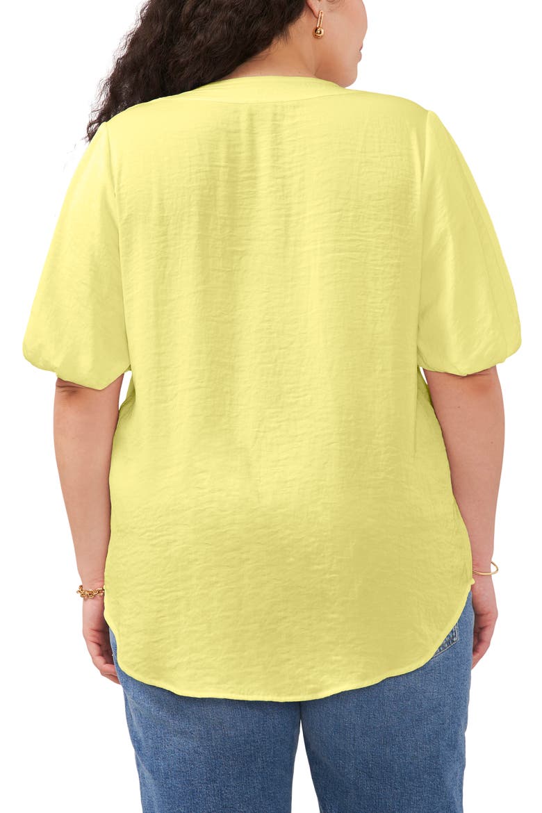 Puff Sleeve Split Neck Top, Alternate, color, BRIGHT LEMON