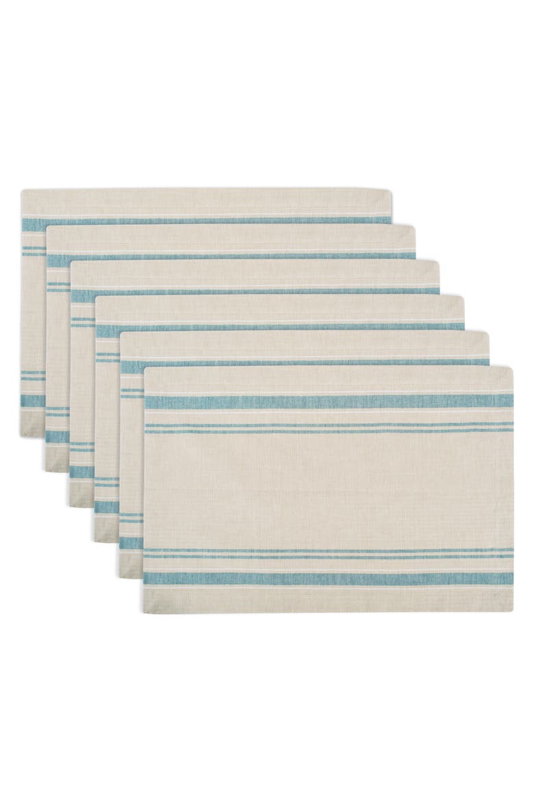 French Stripe Placemat Set/6, Main, color, Teal