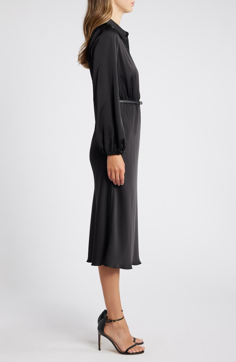 Sam Edelman Fluid Long Sleeve Satin Midi Shirtdress, Alternate, color,