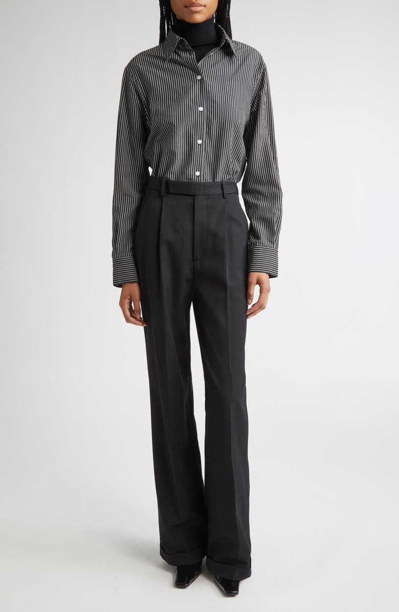 Proenza Schouler Lynsey Stripe Button-Up Shirt, Alternate, color, Black/ White