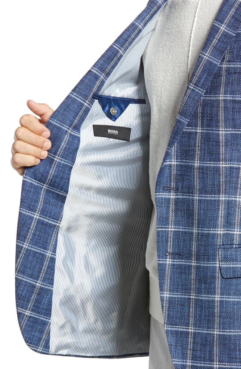 BOSS Hartley Classic Fit Plaid Cotton Blend Sport Coat, Alternate, color, 