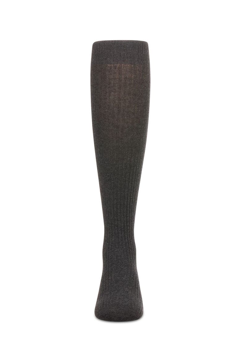 Thin Ribbed Girls Cotton Blend Knee High Sock, Alternate, color, Charcoal
