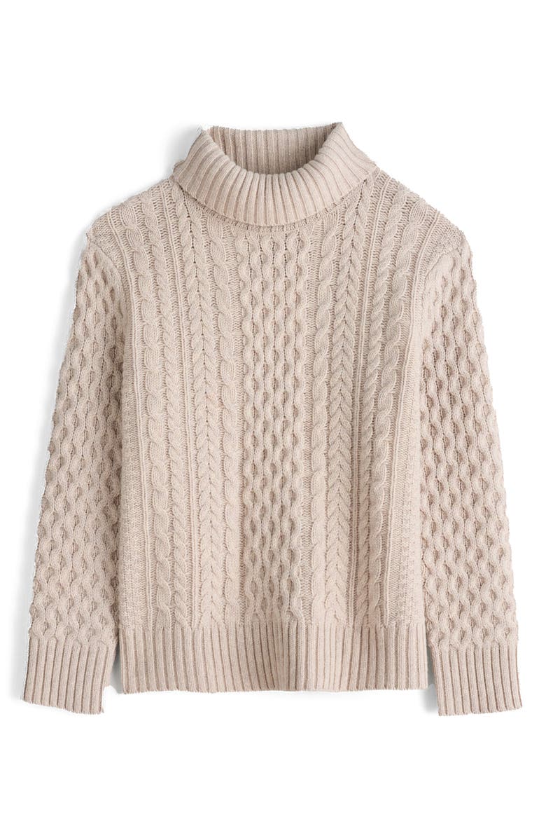 Seasalt Cornwall Pine Forest Cable Turtleneck Sweater, Alternate, color, 