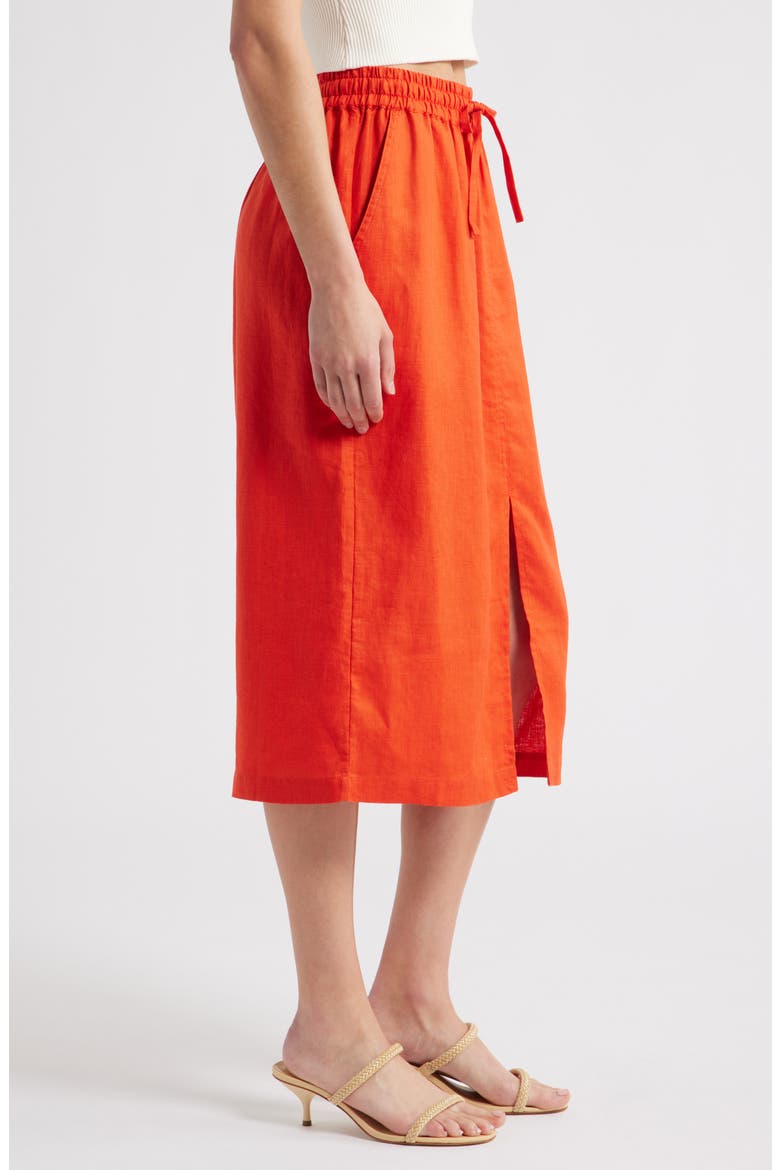 Maisie Linen Midi Skirt, Alternate, color, AURORA RED