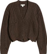 Treasure & Bond Chevron Hem Cable Cardigan