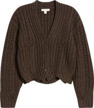 Treasure & Bond Chevron Hem Cable Cardigan