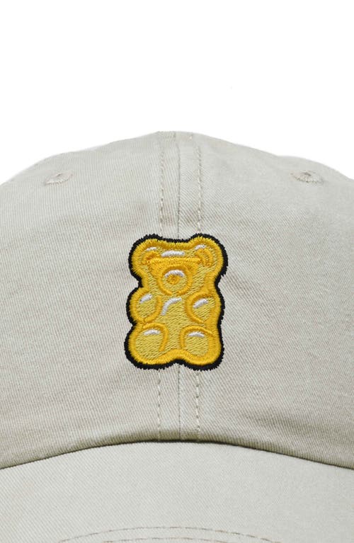 Dalix Yellow Gummy Embroidered Dad Cap In Washed Stone White