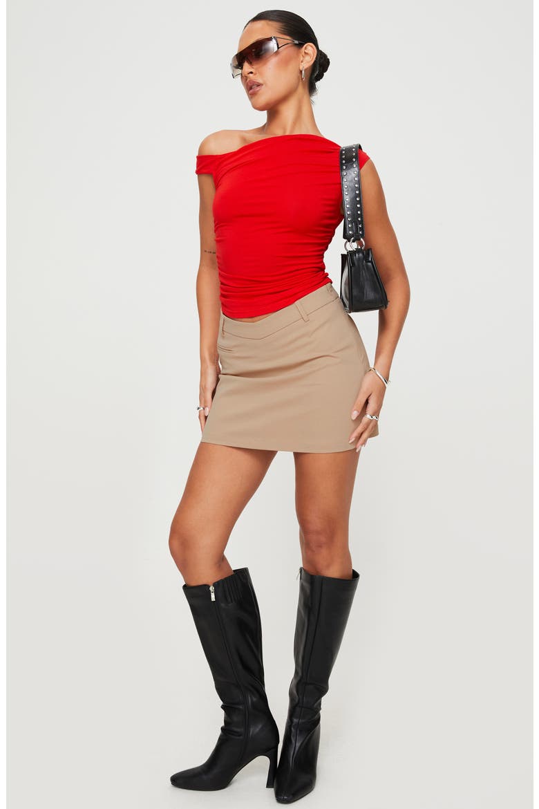 Beller One-Shoulder Crop Top, Alternate, color, RED