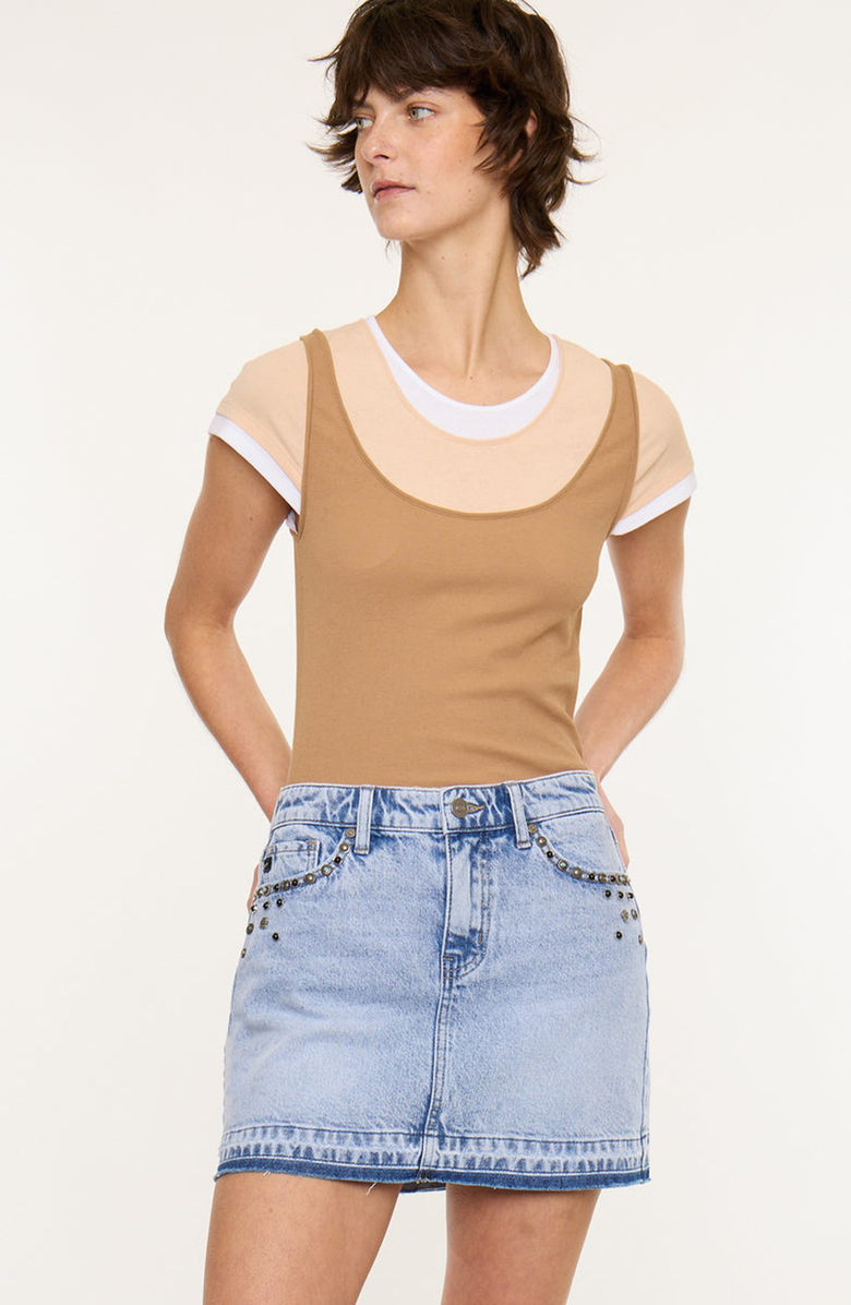 KanCan Mildred Mid Rise Western Skirt, Alternate, color, Medium Light