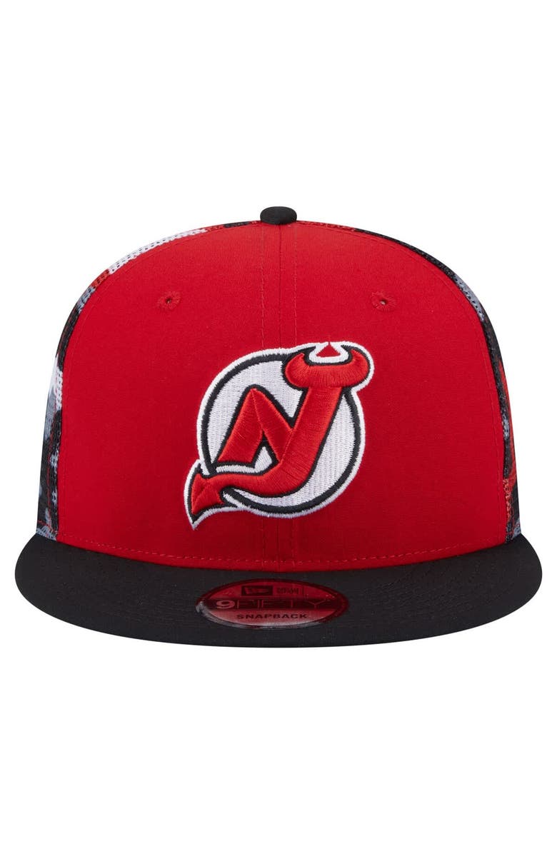 New Era Men's New Era Red/Black New Jersey Devils Camo Meshback 9FIFTY Snapback Hat, Alternate, color,