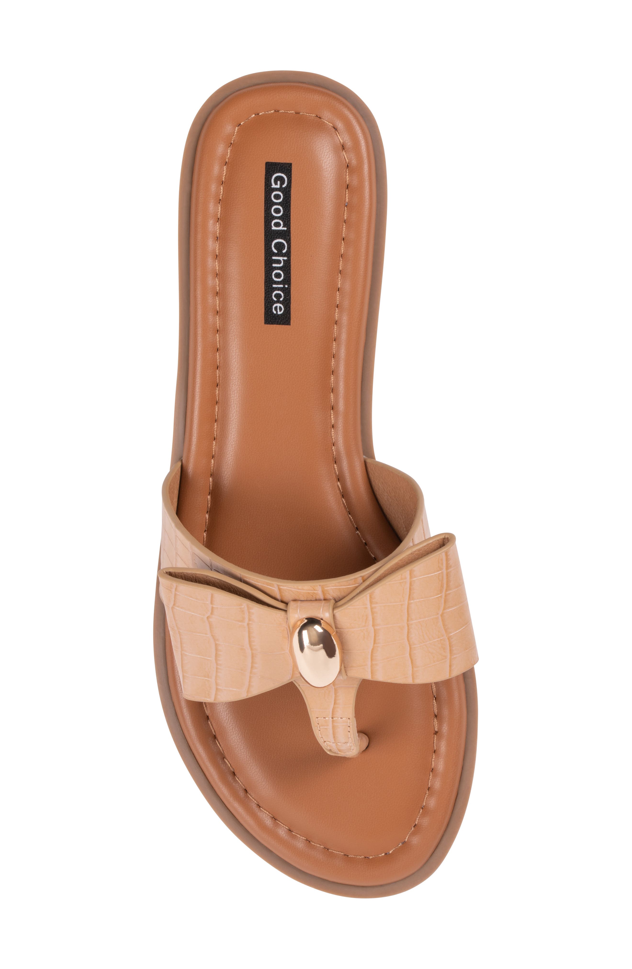 Alba Bow Flat Slide Sandal, Alternate, color, BEIGE