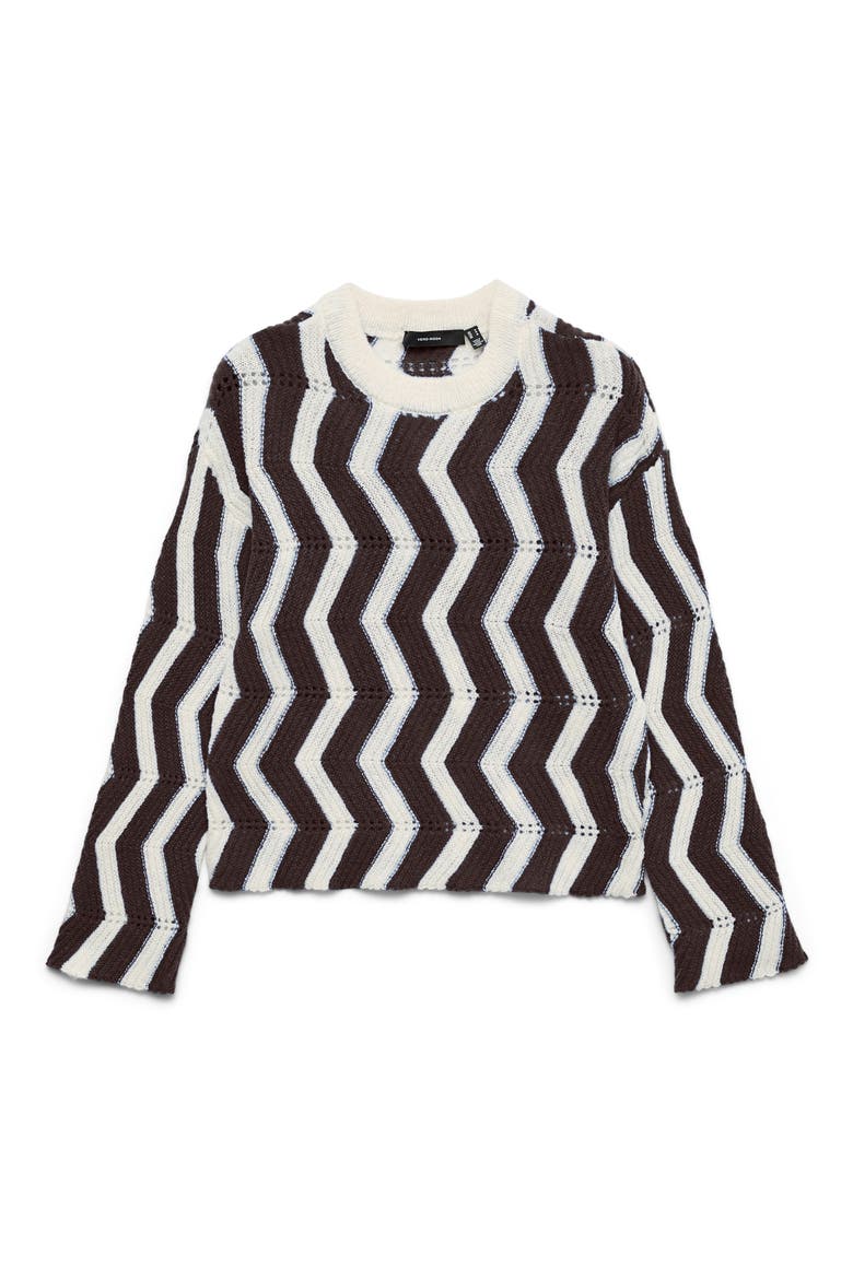 Libra Zigzag Stripe Sweater, Main, color, BIRCH/ CHOCOLATE