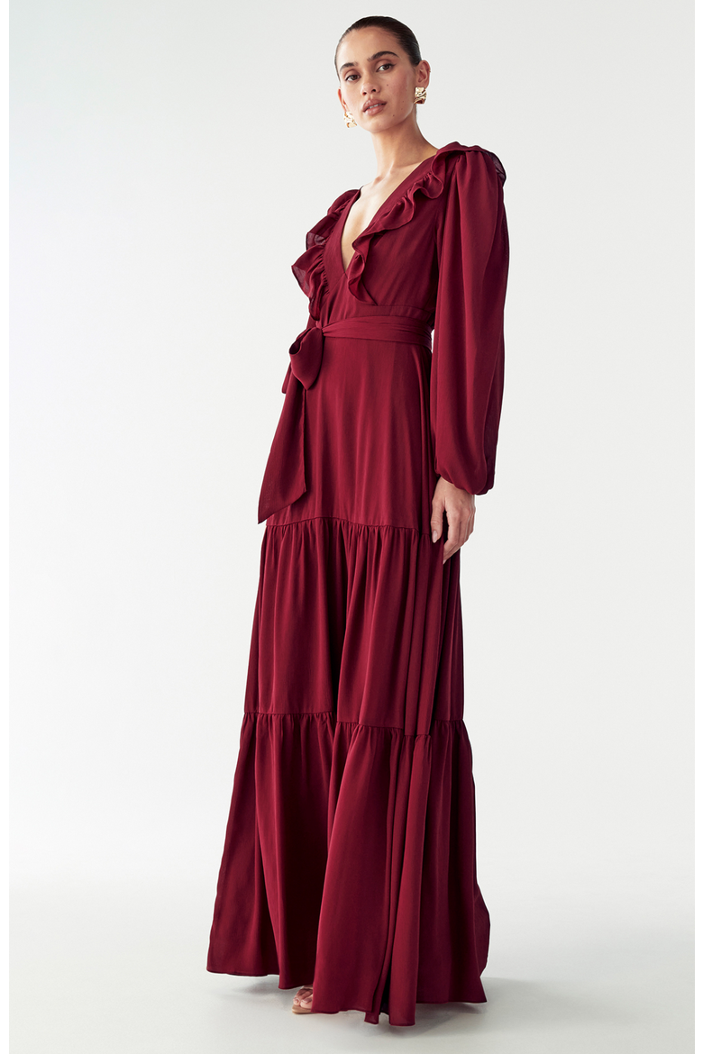 Allie Maxi Dress, Alternate, color, Burgundy