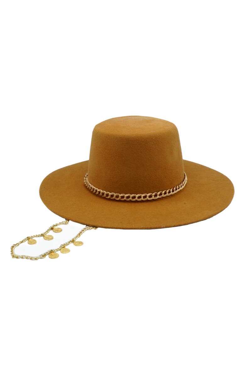 MODERN MONARCHIE Chain Trim Cordobes Hat, Main, color, Camel