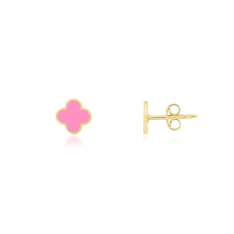 Mini Bubblegum Pink Clover Stud Earrings