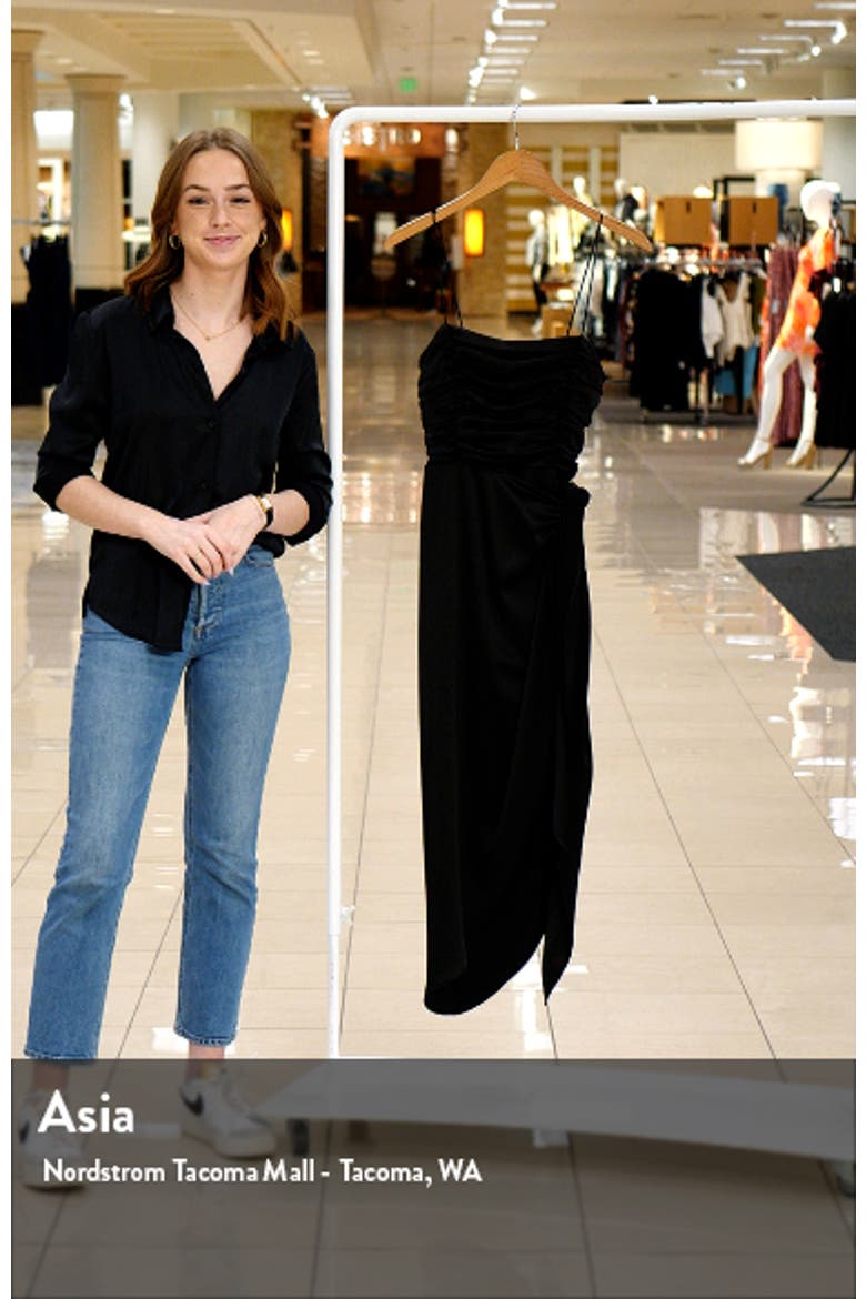 Ruched Bodice Satin Midi Dress video