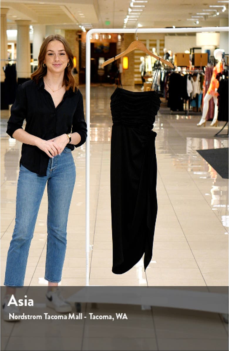 Ruched Bodice Satin Midi Dress, sales video thumbnail