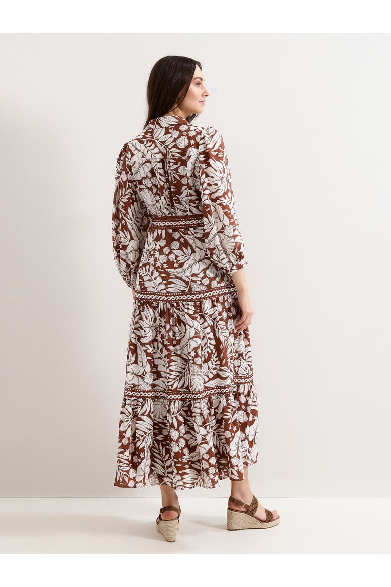 Floral Print Midi Shirt Dress, Alternate, color, Tan