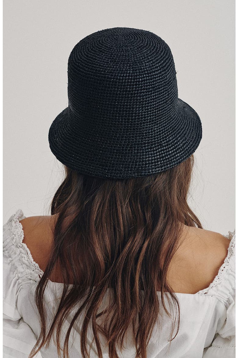 The Inca Raffia Bucket Hat, Alternate, color, BLACK