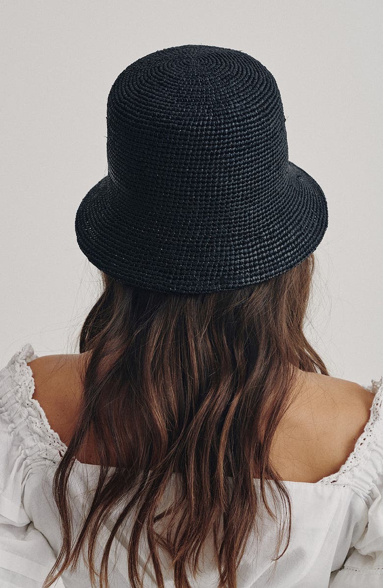Lack of Color The Inca Raffia Bucket Hat, Alternate, color, Black