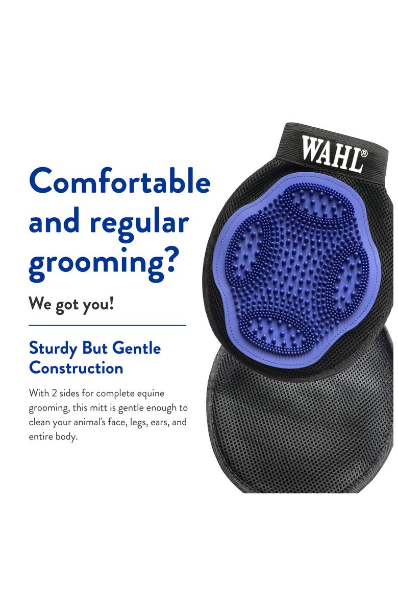 Flexible Rubber Dual-Sided Equine Grooming Mitt, Alternate, color, Blue