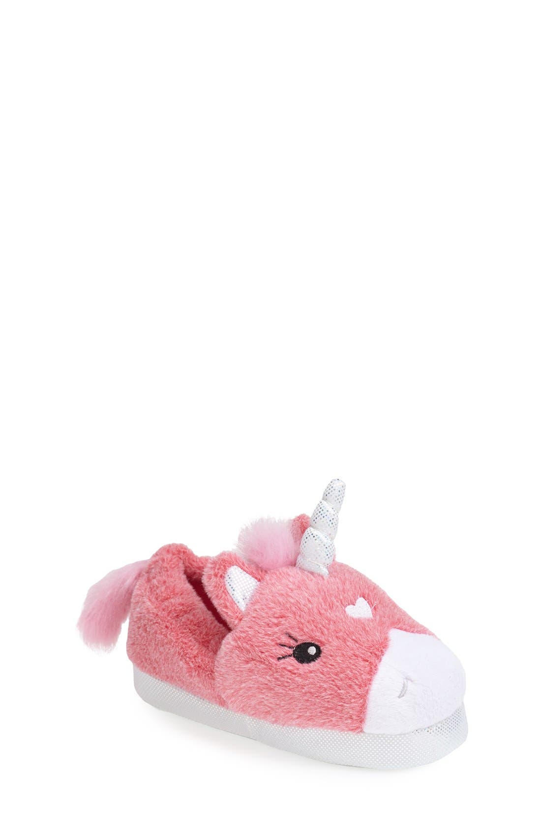 'Unicorn' Light-Up Slipper, Main, color, PINK MULTI