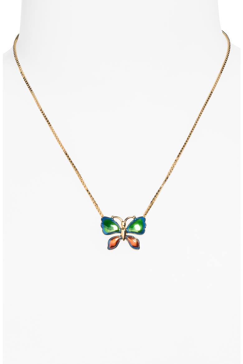 Enamel Butterfly Pendant Necklace, Alternate, color, GOLD MULTI