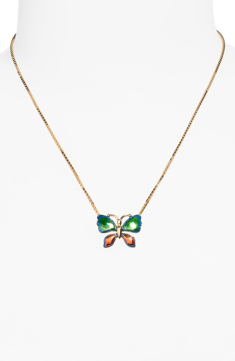 Valentino Garavani Enamel Butterfly Pendant Necklace, Alternate, color, Gold Multi