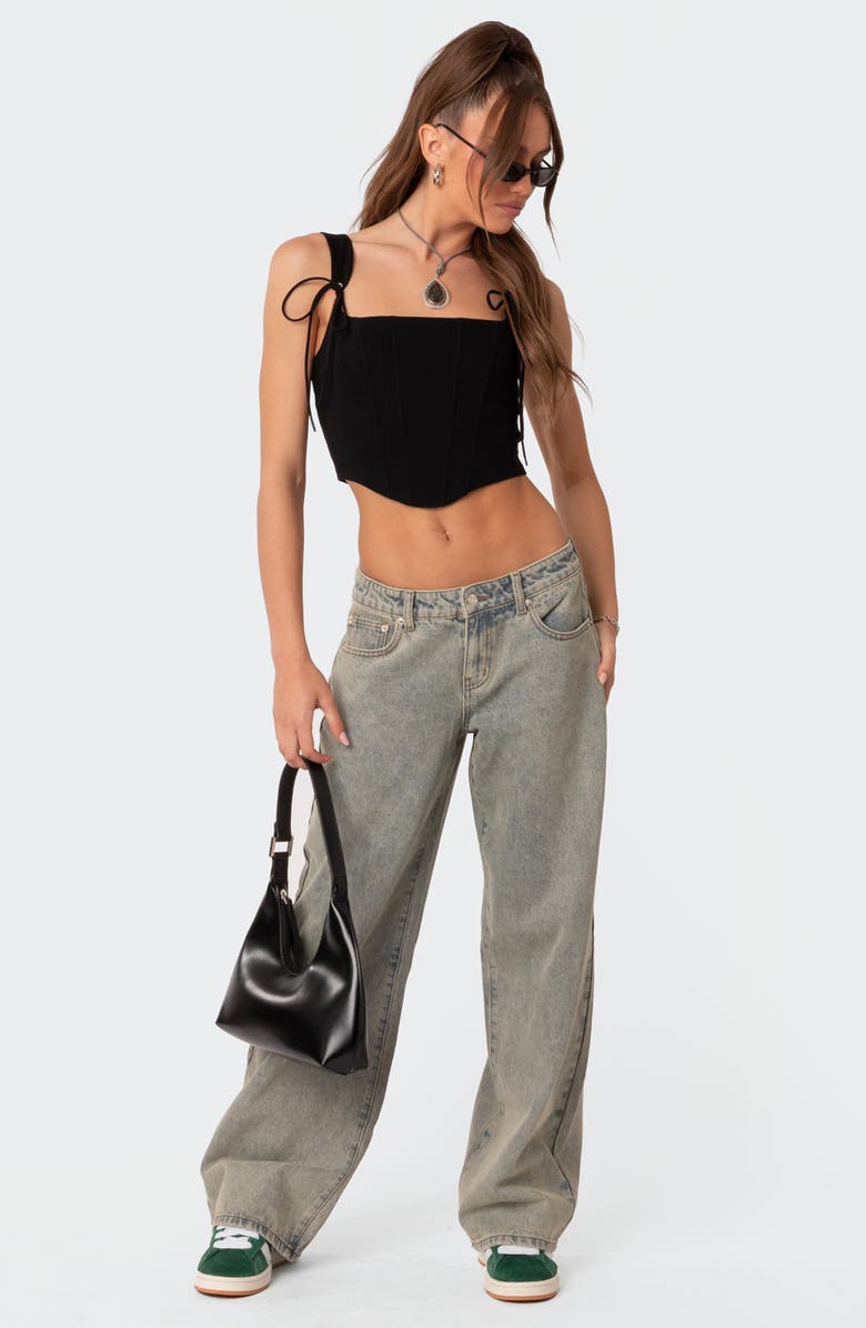 EDIKTED Magda Acid Wash Low Rise Jeans, Alternate, color, Blue