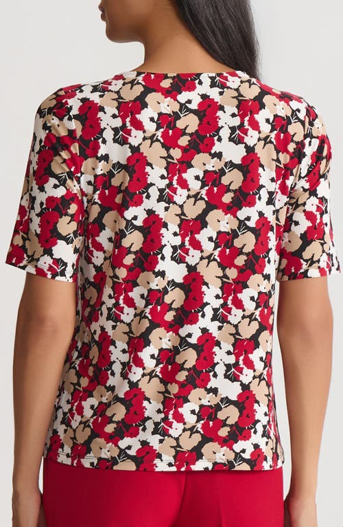 Kasper Pleat Neck Top In Multi