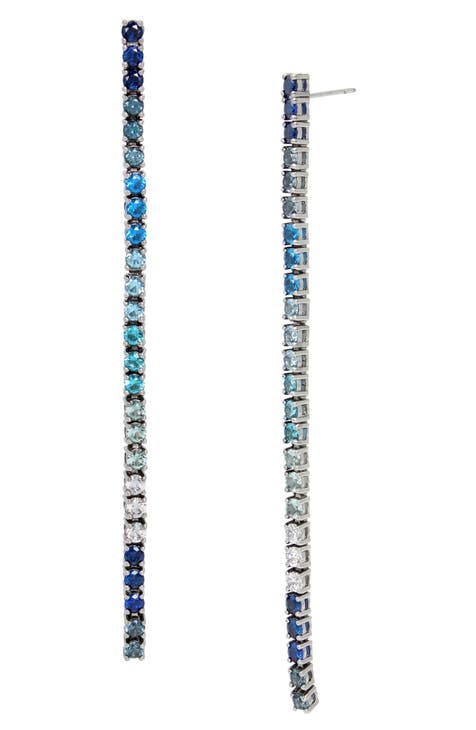 Cubic Zirconia Linear Drop Earrings