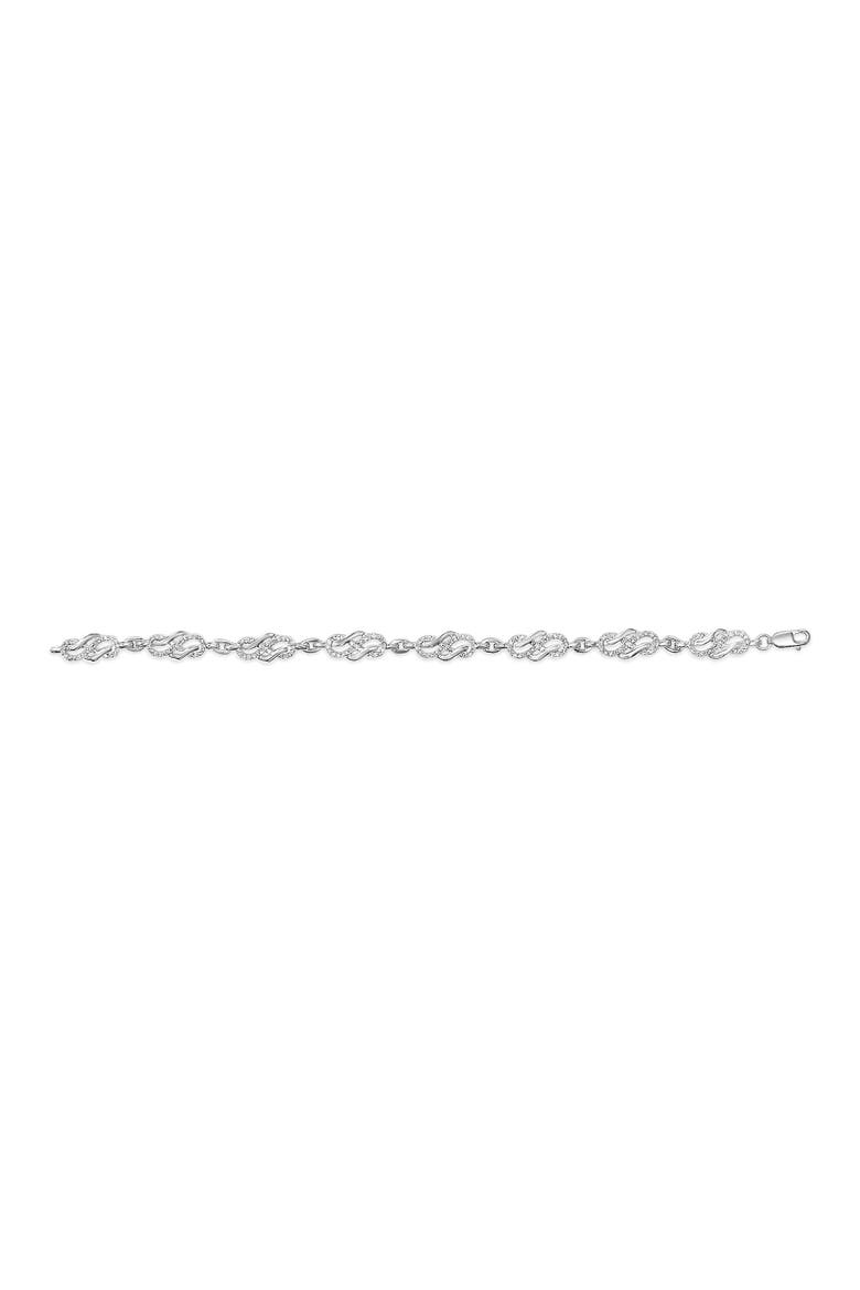 Silver 1.0 Cttw Diamond Infinity Loop and Swirl Link Bracelet, Alternate, color, White