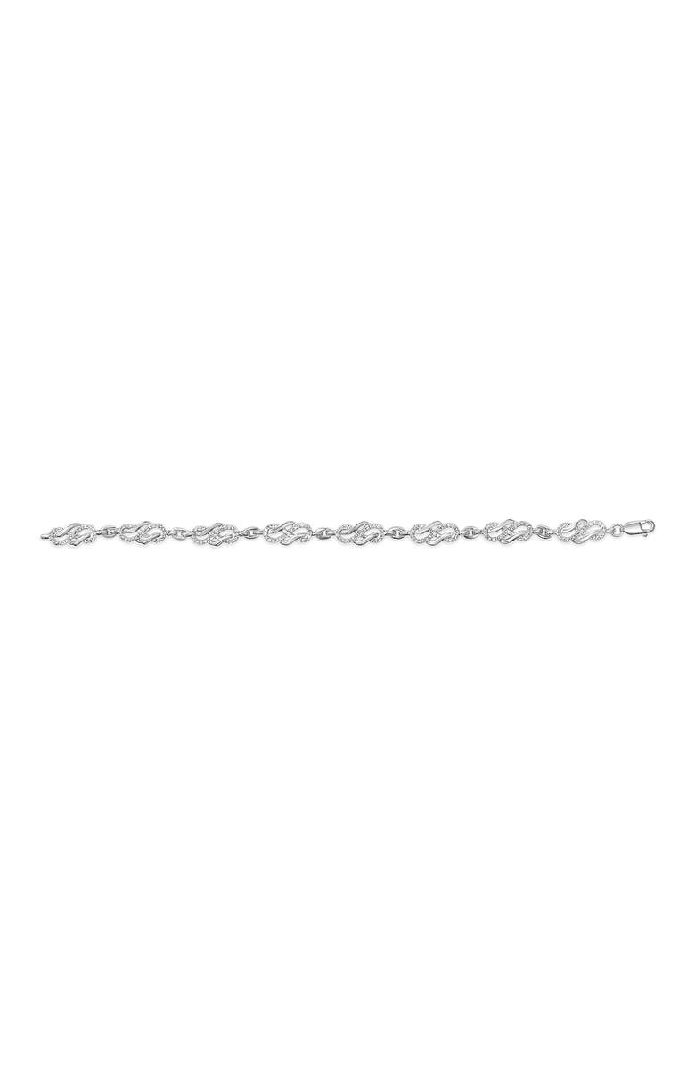 Haus of Brilliance Silver 1.0 Cttw Diamond Infinity Loop and Swirl Link Bracelet, Alternate, color, White