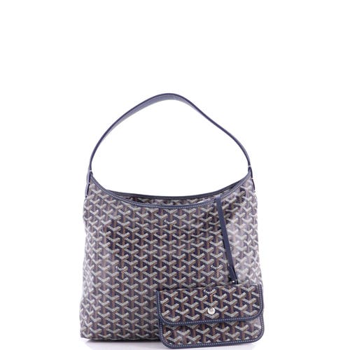 Pre-owned Goyard Goyard Boheme Hobo Coated Canvas In Blue