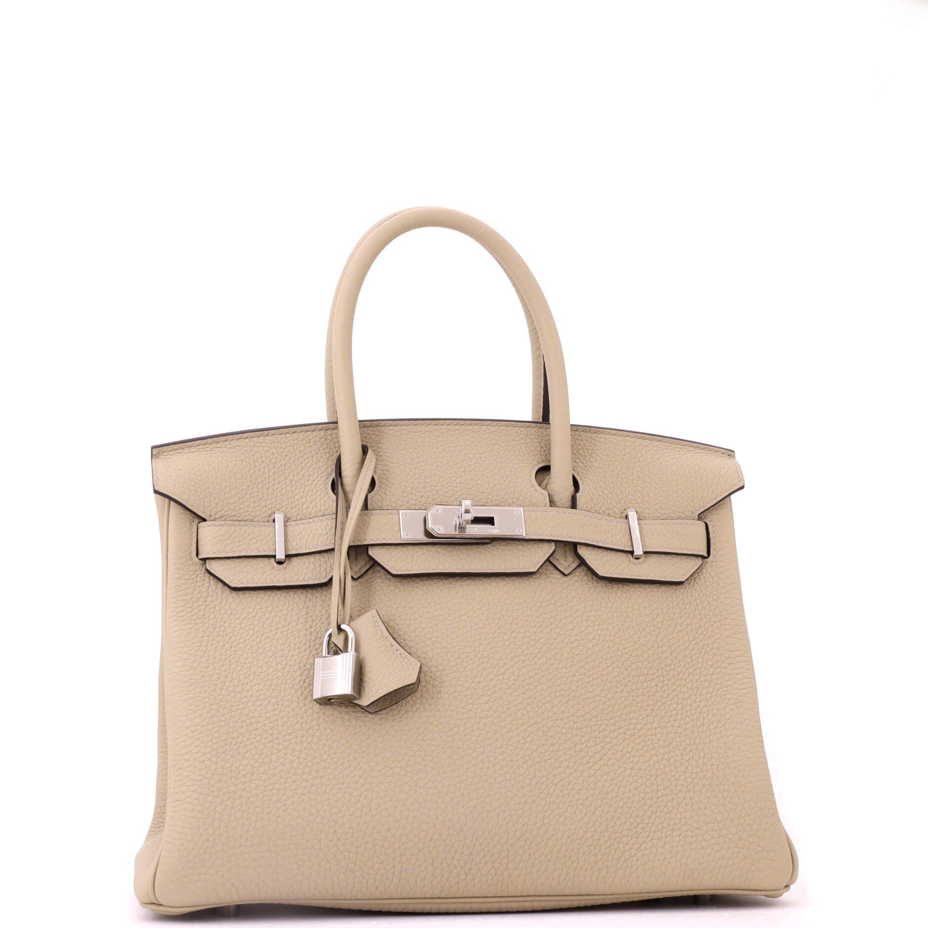 Birkin Handbag Brown Togo with Palladium Hardware 30, Alternate, color, White