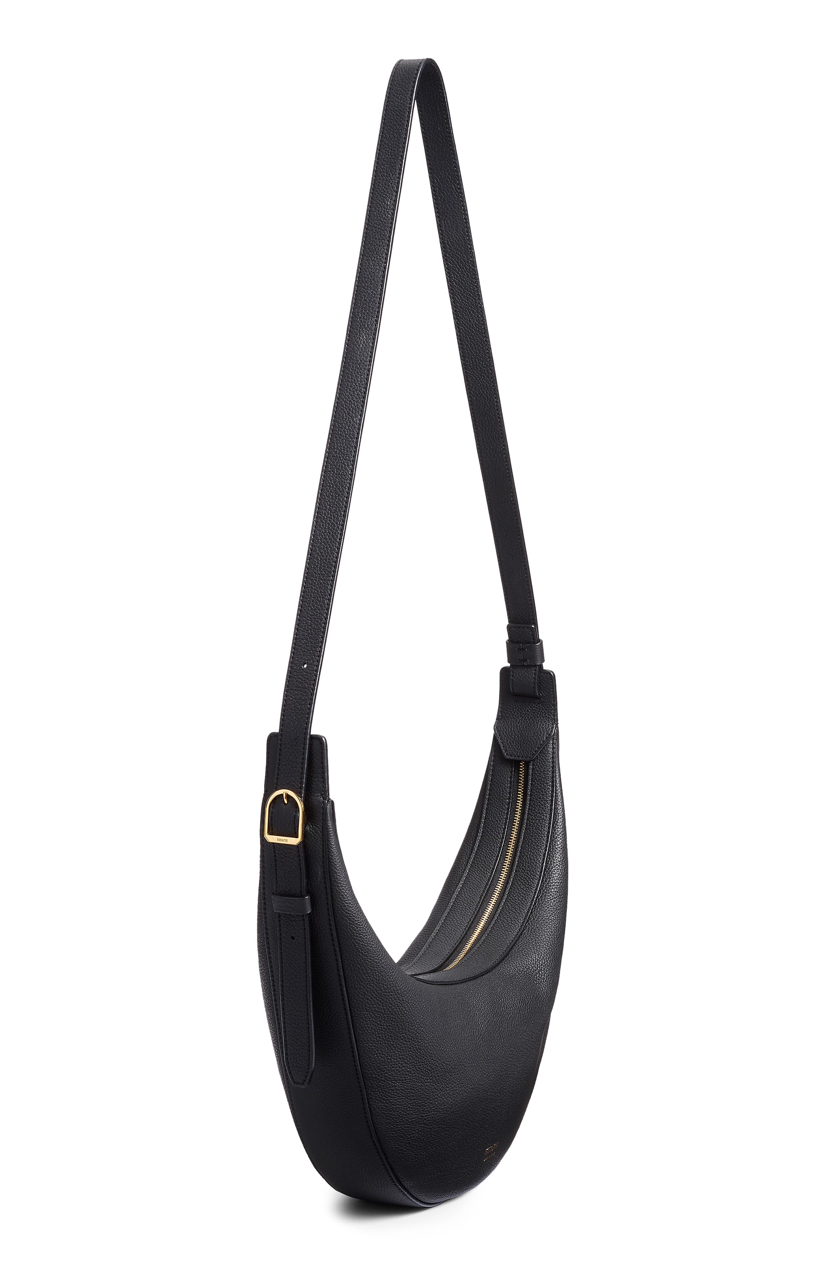 Khaite Small Augustina Suede Hobo Bag, Alternate, color, Black