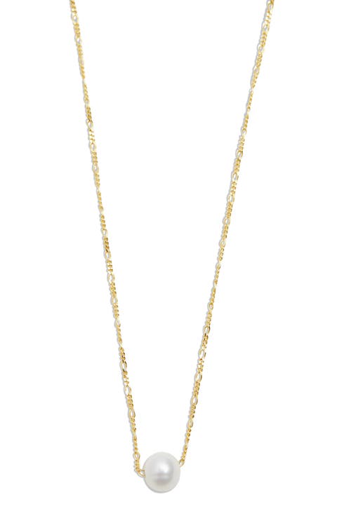 Cultured Pearl Figaro Chain Necklace