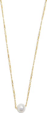Argento Vivo Sterling Silver Cultured Pearl Figaro Chain Necklace