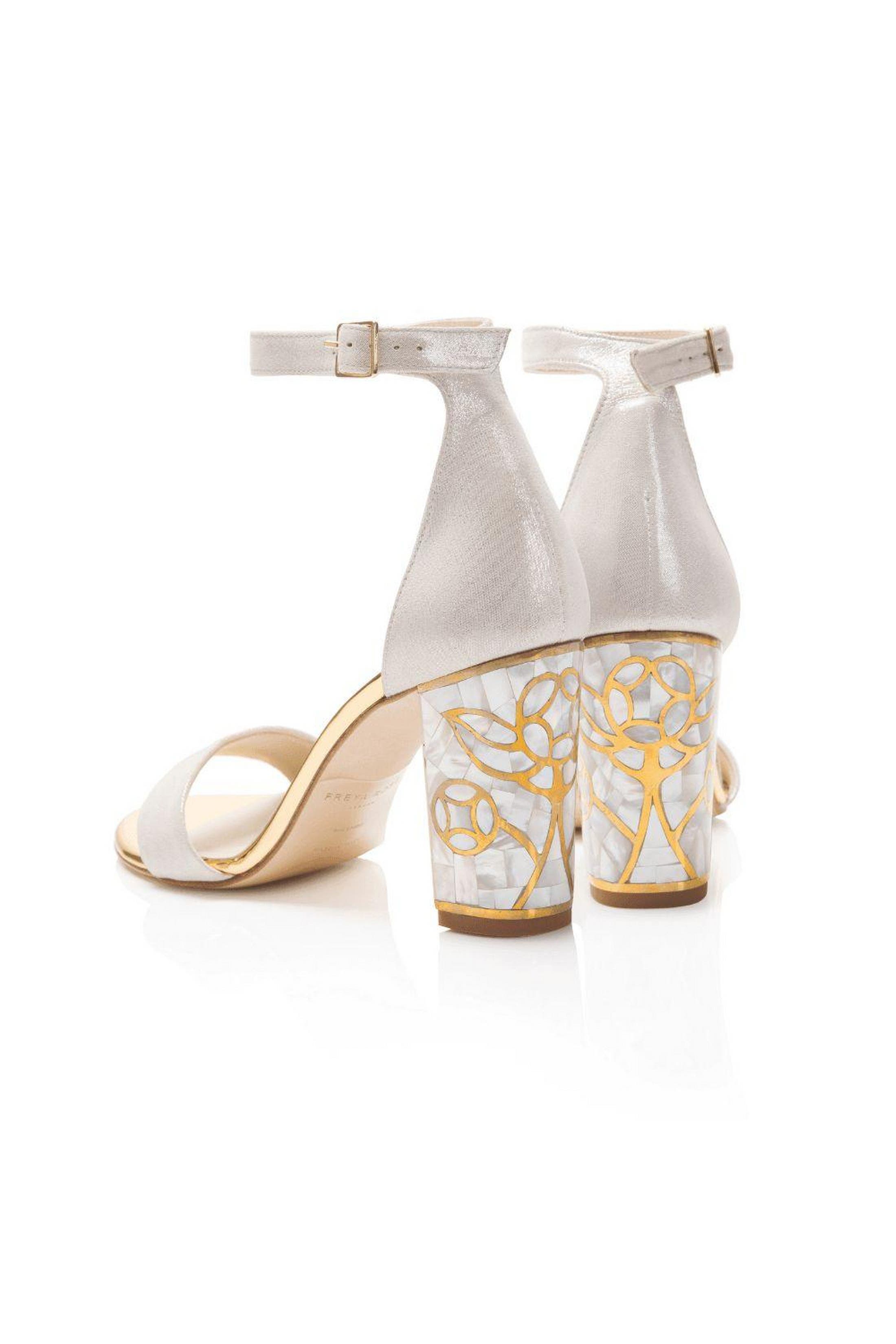 Freya Rose Rozu Ankle Strap Pearl Heel Sandal, Alternate, color, Champagne