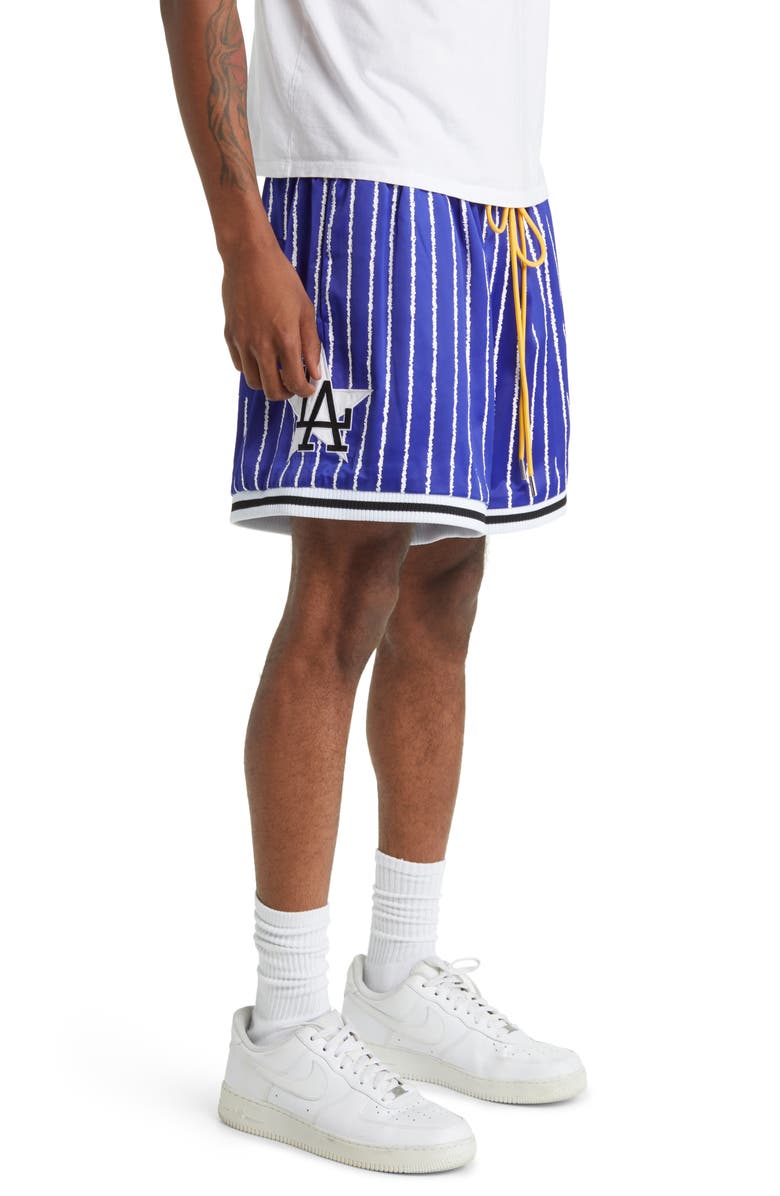 DIET STARTS MONDAY x '47 Dodgers Stripe Sateen Shorts, Alternate, color, 