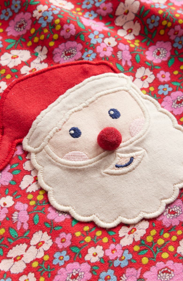 Mini Boden Kids' Floral Santa Appliqué Fleece Tunic Top, Alternate, color, 