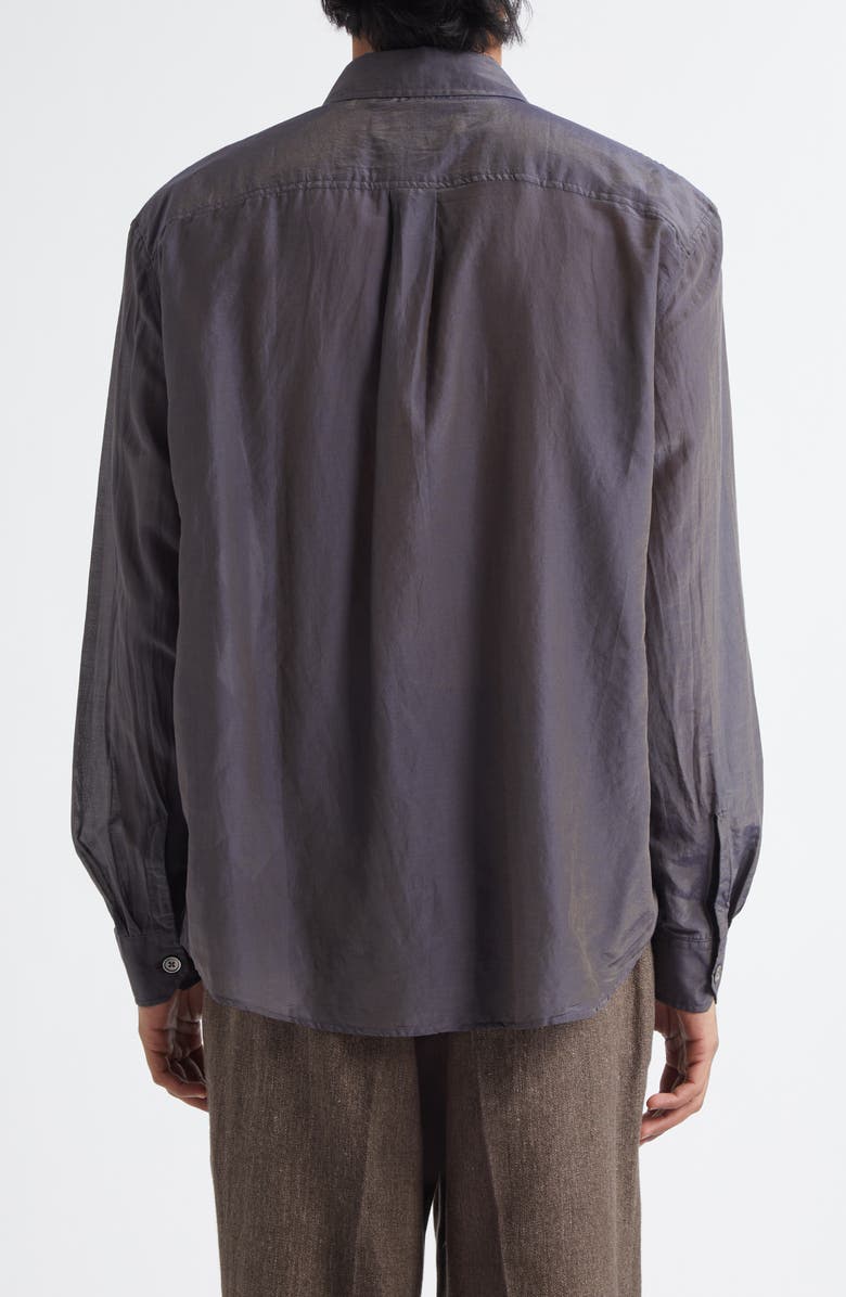OUR LEGACY Beyond Semisheer Cotton & Silk Button-Up Shirt, Alternate, color, Charcoal Bordeaux Cotton Silk