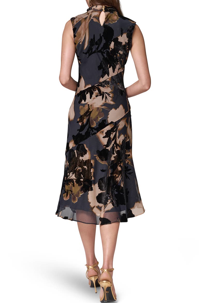 Floral Velvet Burnout Midi Dress, Alternate, color, ESPRESSO MULTI