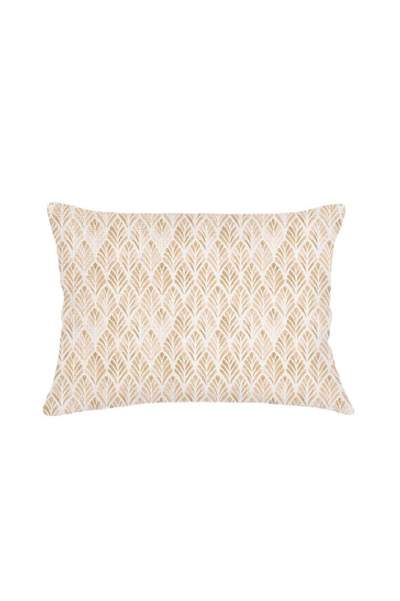 Geo Palm Velvet Pillow with Down Insert, Alternate, color, Beige