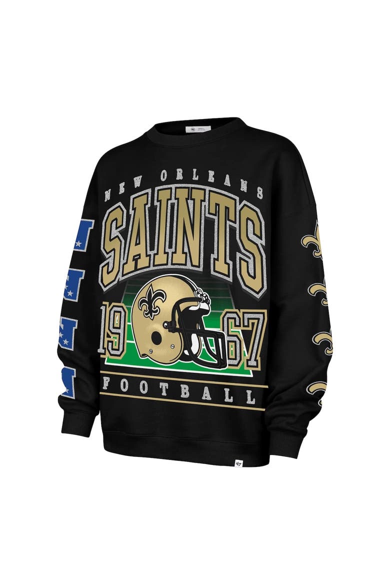 Women's '47  Black New Orleans Saints Go Big Oversized Pullover Sweatshirt, Alternate, color, Black