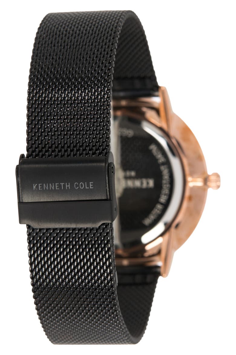 Men's 3-Hand Diamond Mesh Strap Watch, 45mm, Alternate, color, BLACK