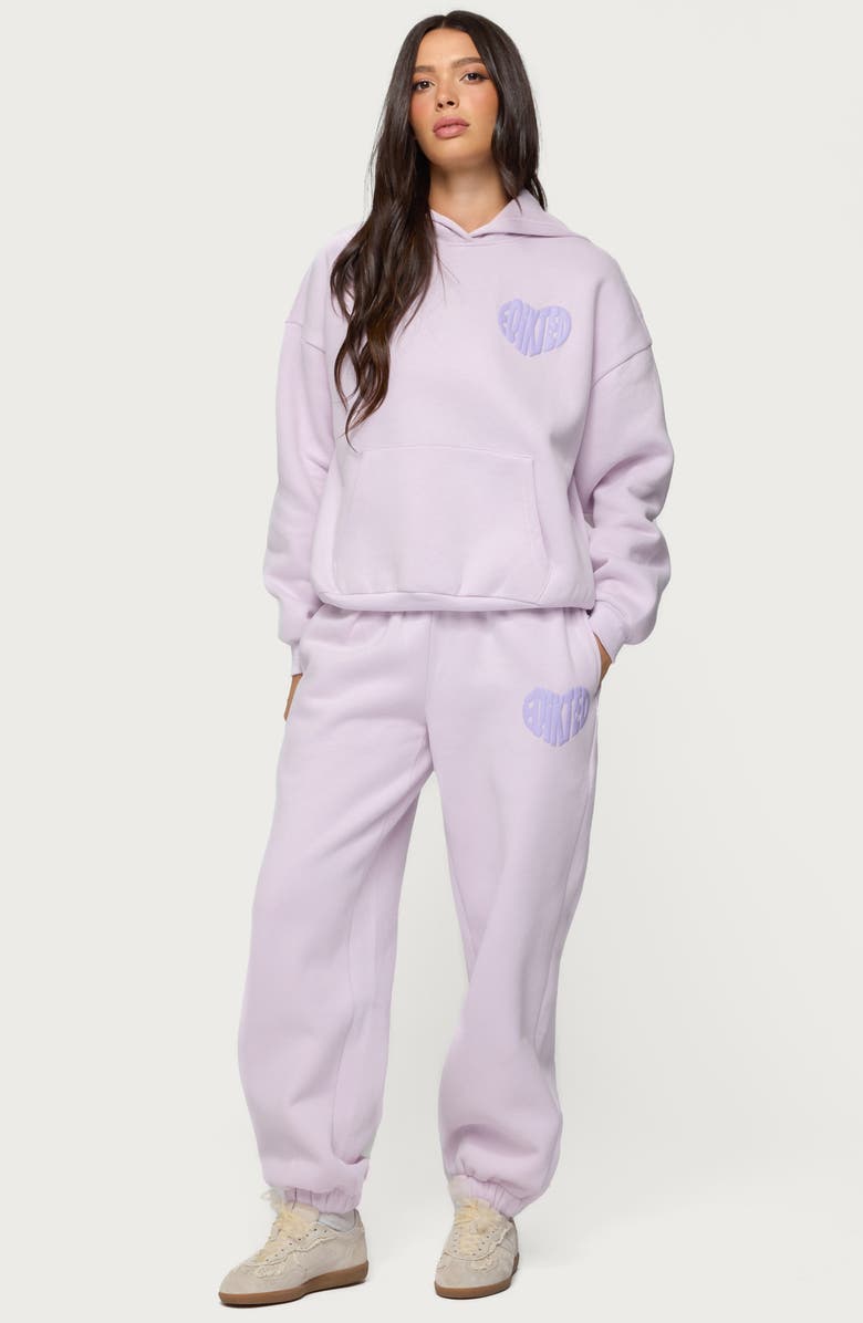 EDIKTED Major Love Logo Sweatpants, Alternate, color, Lilac