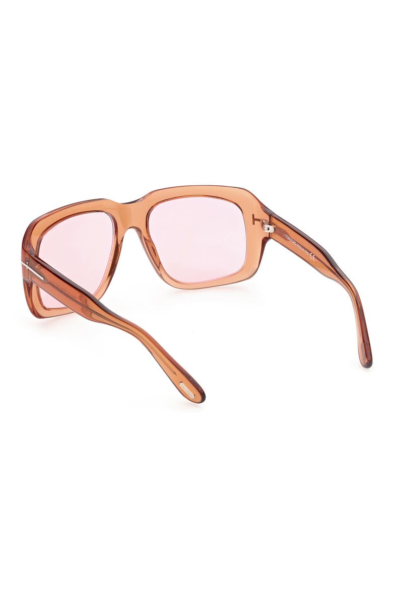 57mm Square Sunglasses, Alternate, color, SHINY LIGHT BROWN / VIOLET